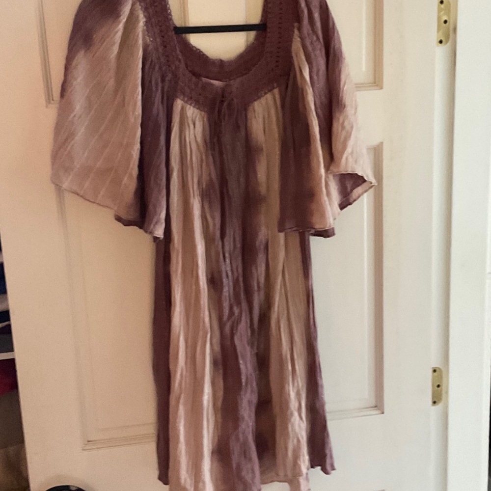 NWOT CALYPSO st Barth sz1 small dress beach coverup gold thread crochet neckline